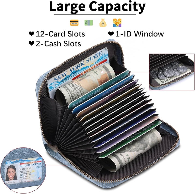 SENDEFN Leather Wallet Women RFID Blocking Small Compact Wallets Credit Card Holder with ID Window - Image 2